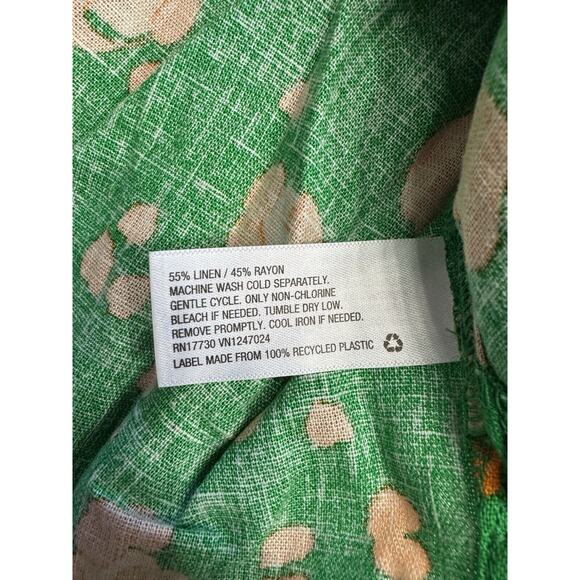 Tabitha Brown Target Button-Up Shirt Linen Small Green Leopard Orange Print Top - Picture 3 of 5